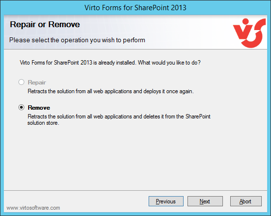 uninstalling_virto_sharepoint_forms_for_sharepoint_2013_1