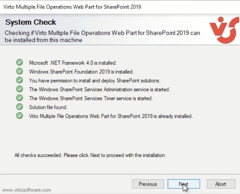 multiple file operations installation system check