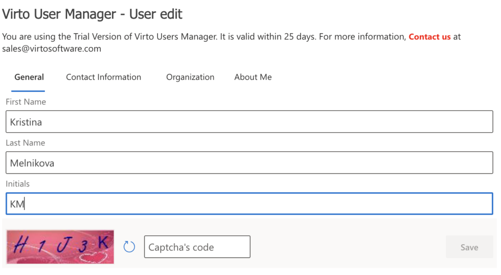 general settings - user edit web part